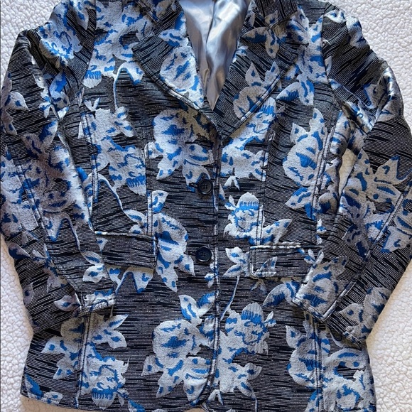 Derek Lam Floral Blue and Gray Blazer - Picture 6 of 16